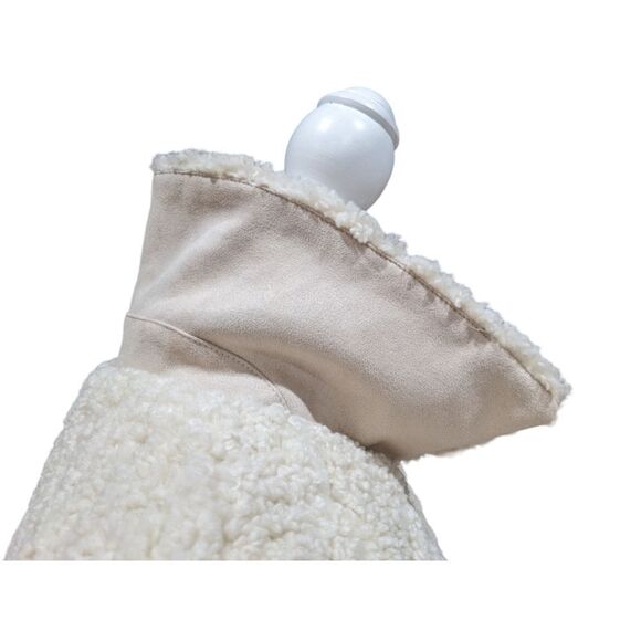 ZARA Oversized Faux Sherpa Bomber Jacket Size S in Cream with Suede Trim - Picture 7 of 12